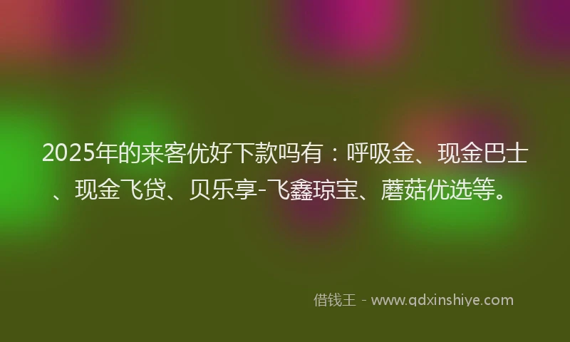 2025年的来客优好下款吗有：呼吸金、现金巴士、现金飞贷、贝乐享-飞鑫琼宝、蘑菇优选等。