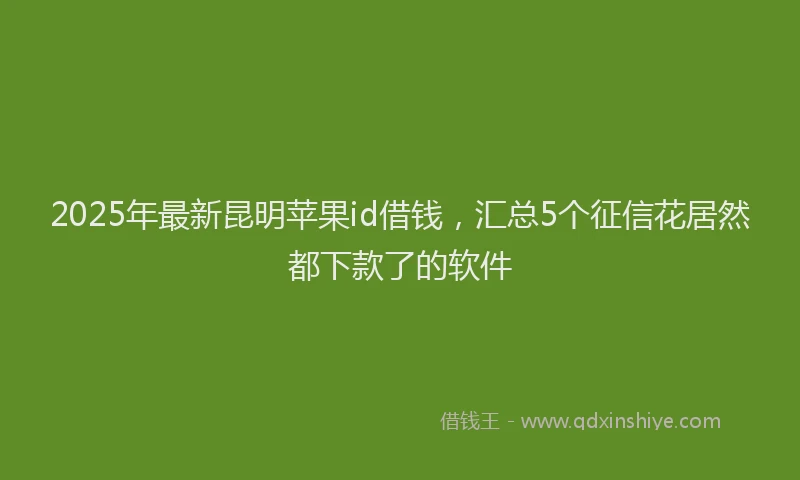 2025年最新昆明苹果id借钱，汇总5个征信花居然都下款了的软件