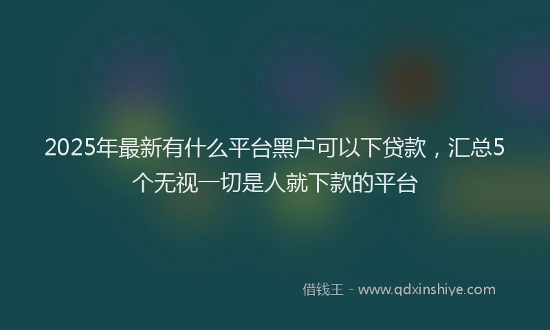 2025年最新有什么平台黑户可以下贷款，汇总5个无视一切是人就下款的平台