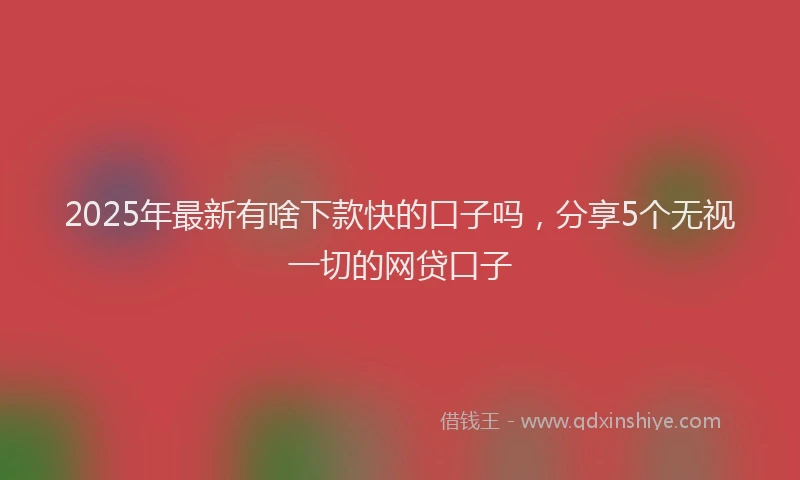 2025年最新有啥下款快的口子吗，分享5个无视一切的网贷口子