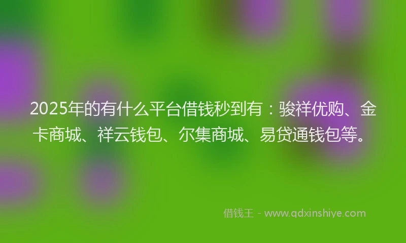2025年的有什么平台借钱秒到有：骏祥优购、金卡商城、祥云钱包、尔集商城、易贷通钱包等。