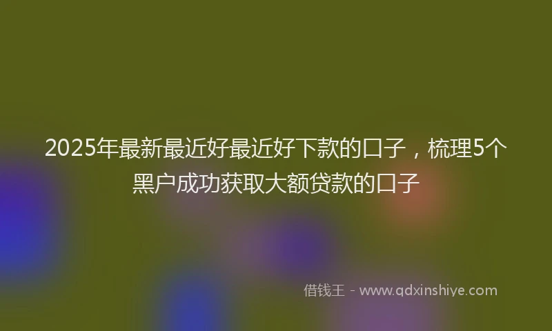 2025年最新最近好最近好下款的口子，梳理5个黑户成功获取大额贷款的口子