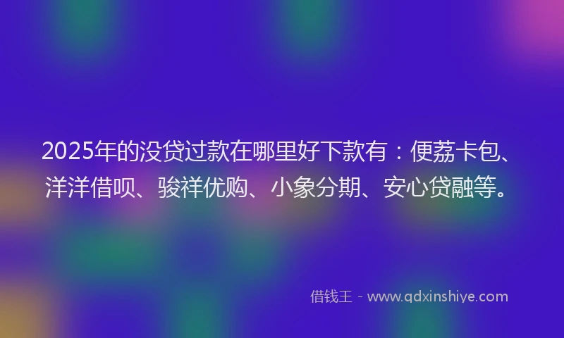 2025年的没贷过款在哪里好下款有：便荔卡包、洋洋借呗、骏祥优购、小象分期、安心贷融等。