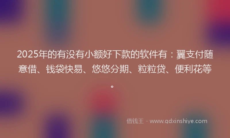 2025年的有没有小额好下款的软件有：翼支付随意借、钱袋快易、悠悠分期、粒粒贷、便利花等。