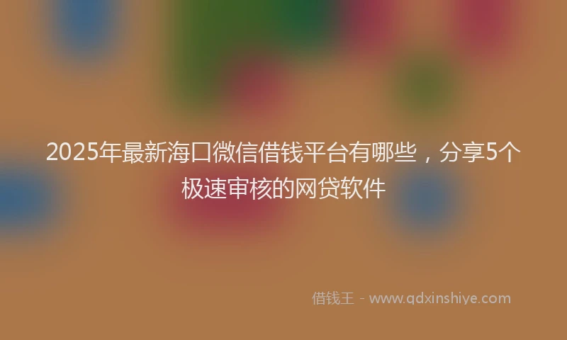 2025年最新海口微信借钱平台有哪些，分享5个极速审核的网贷软件