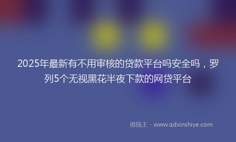 2025年最新有不用审核的贷款平台吗安全吗，罗列5个无视黑花半夜下款的网贷平台