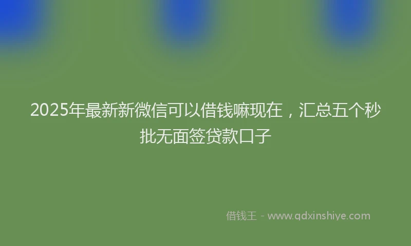 2025年最新新微信可以借钱嘛现在，汇总五个秒批无面签贷款口子