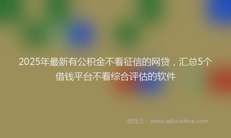 2025年最新有公积金不看征信的网贷，汇总5个借钱平台不看综合评估的软件