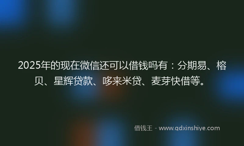 2025年的现在微信还可以借钱吗有：分期易、榕贝、星辉贷款、哆来米贷、麦芽快借等。