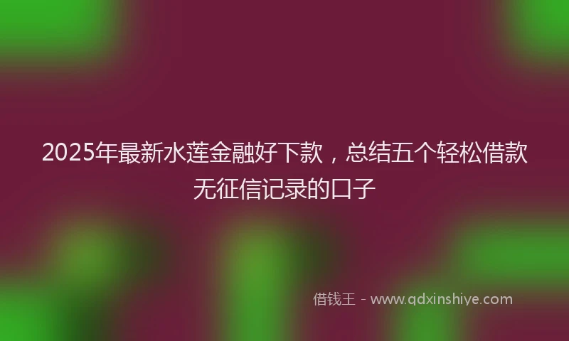 2025年最新水莲金融好下款，总结五个轻松借款无征信记录的口子