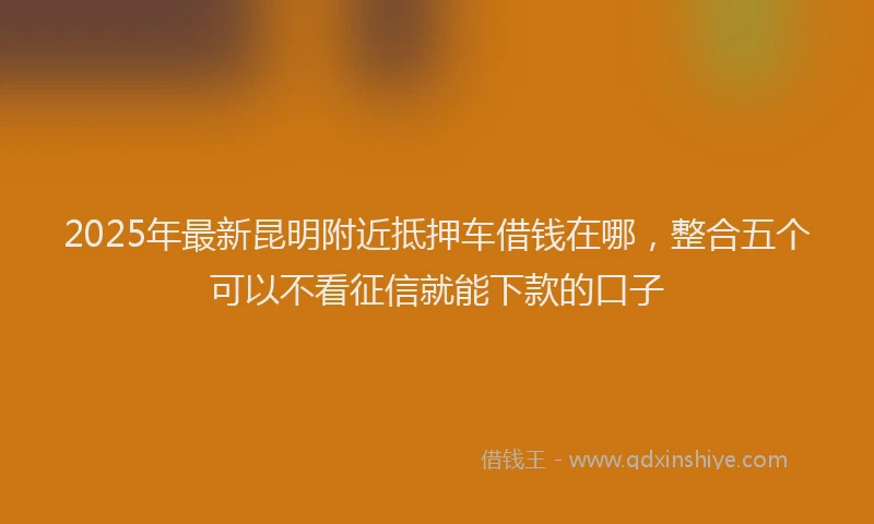 2025年最新昆明附近抵押车借钱在哪，整合五个可以不看征信就能下款的口子