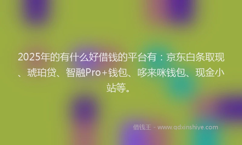 2025年的有什么好借钱的平台有：京东白条取现、琥珀贷、智融Pro+钱包、哆来咪钱包、现金小站等。