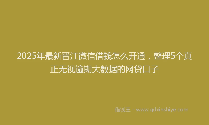 2025年最新晋江微信借钱怎么开通，整理5个真正无视逾期大数据的网贷口子