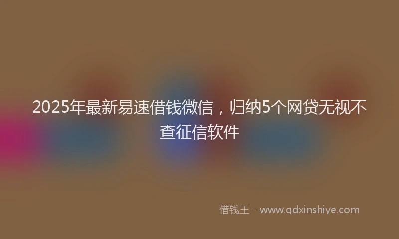 2025年最新易速借钱微信，归纳5个网贷无视不查征信软件
