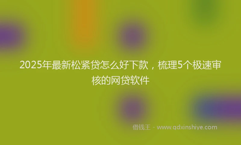 2025年最新松紧贷怎么好下款，梳理5个极速审核的网贷软件