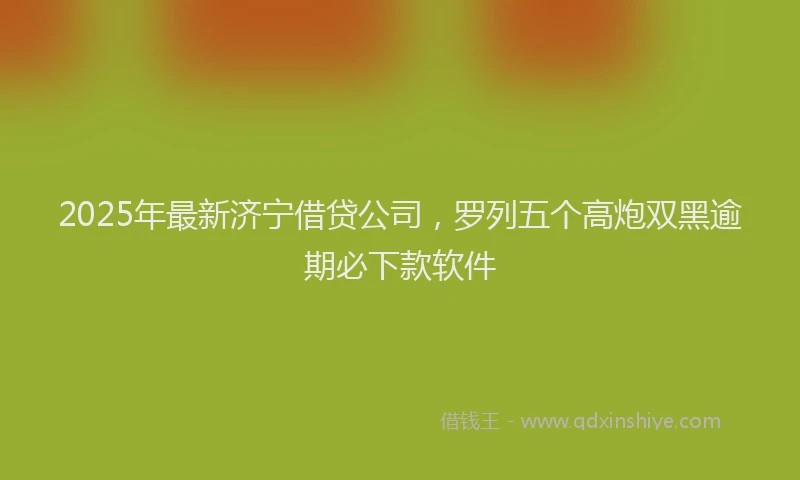 2025年最新济宁借贷公司，罗列五个高炮双黑逾期必下款软件