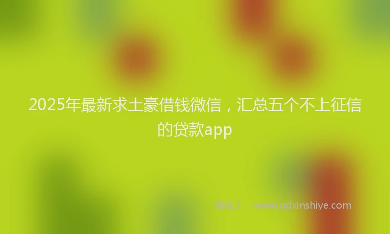 2025年最新求土豪借钱微信，汇总五个不上征信的贷款app