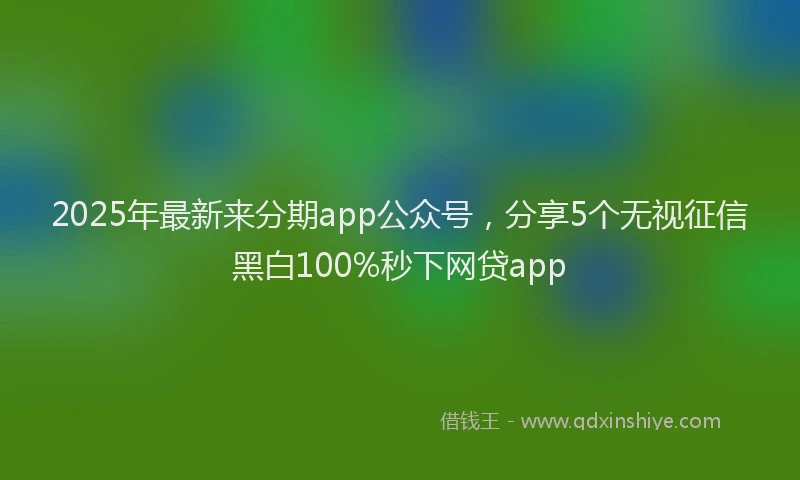 2025年最新来分期app公众号，分享5个无视征信黑白100%秒下网贷app