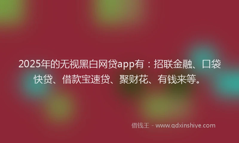 2025年的无视黑白网贷app有：招联金融、口袋快贷、借款宝速贷、聚财花、有钱来等。