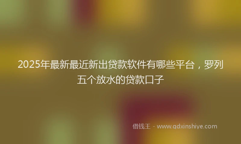2025年最新最近新出贷款软件有哪些平台，罗列五个放水的贷款口子