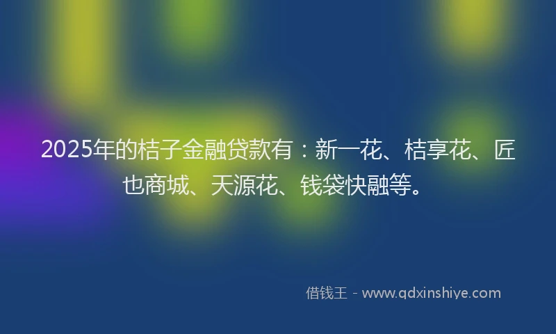 2025年的桔子金融贷款有：新一花、桔享花、匠也商城、天源花、钱袋快融等。