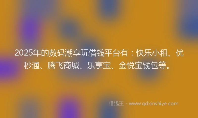 2025年的数码潮享玩借钱平台有：快乐小租、优秒通、腾飞商城、乐享宝、金悦宝钱包等。