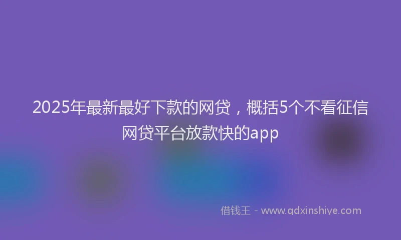 2025年最新最好下款的网贷，概括5个不看征信网贷平台放款快的app