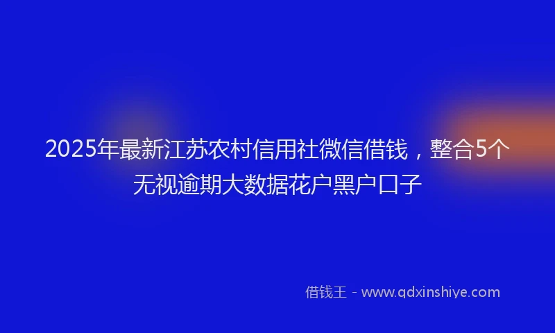 2025年最新江苏农村信用社微信借钱，整合5个无视逾期大数据花户黑户口子
