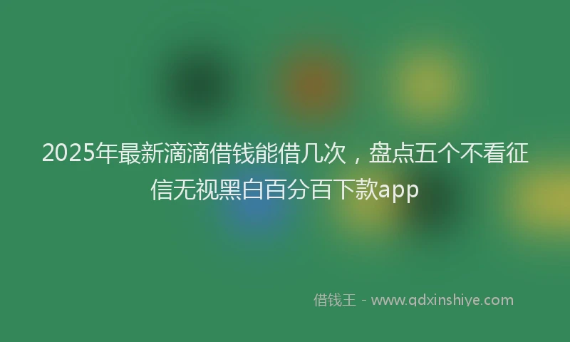2025年最新滴滴借钱能借几次，盘点五个不看征信无视黑白百分百下款app