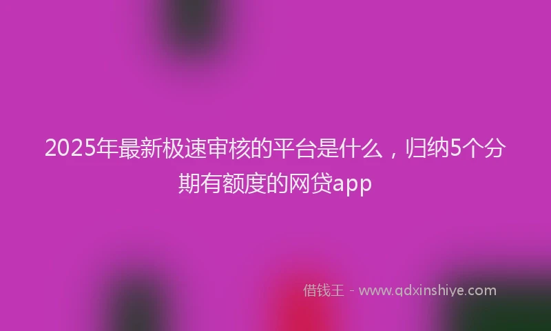2025年最新极速审核的平台是什么，归纳5个分期有额度的网贷app