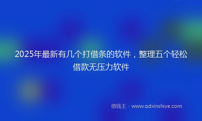 2025年最新有几个打借条的软件，整理五个轻松借款无压力软件