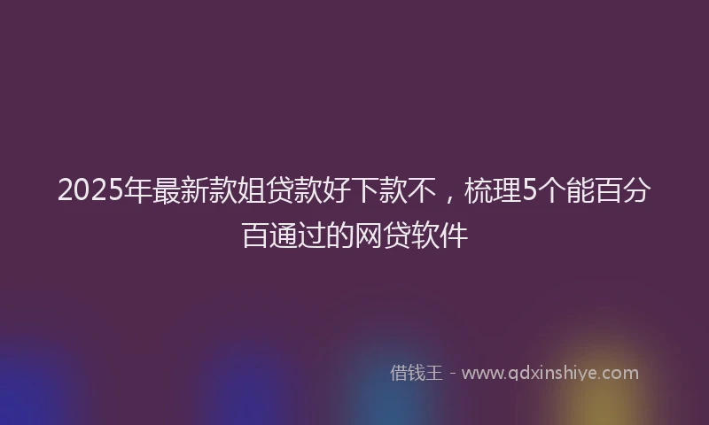 2025年最新款姐贷款好下款不，梳理5个能百分百通过的网贷软件