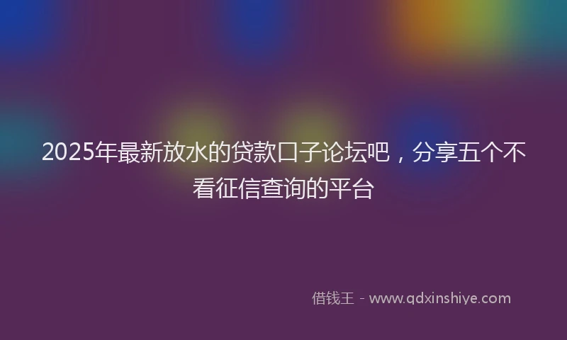 2025年最新放水的贷款口子论坛吧，分享五个不看征信查询的平台