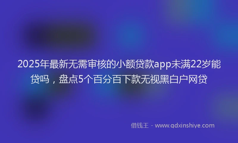 2025年最新无需审核的小额贷款app未满22岁能贷吗，盘点5个百分百下款无视黑白户网贷
