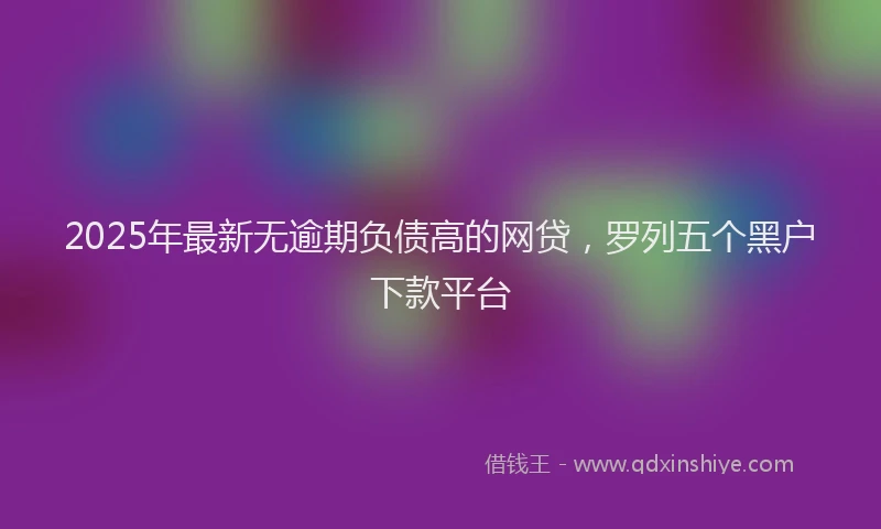 2025年最新无逾期负债高的网贷，罗列五个黑户下款平台