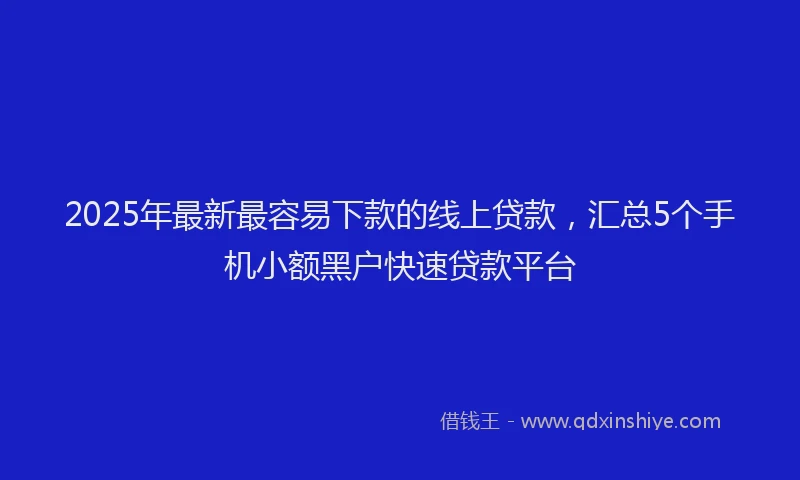 2025年最新最容易下款的线上贷款，汇总5个手机小额黑户快速贷款平台