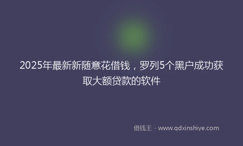 2025年最新新随意花借钱，罗列5个黑户成功获取大额贷款的软件