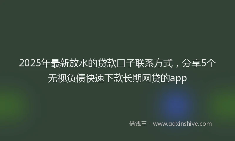 2025年最新放水的贷款口子联系方式，分享5个无视负债快速下款长期网贷的app
