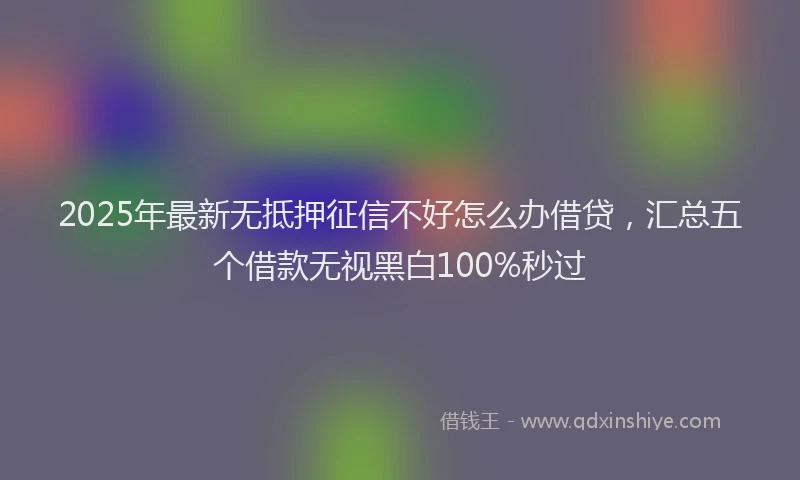 2025年最新无抵押征信不好怎么办借贷，汇总五个借款无视黑白100%秒过