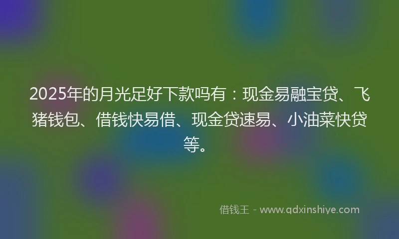 2025年的月光足好下款吗有：现金易融宝贷、飞猪钱包、借钱快易借、现金贷速易、小油菜快贷等。