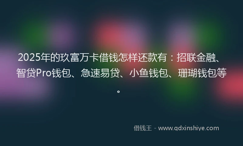 2025年的玖富万卡借钱怎样还款有：招联金融、智贷Pro钱包、急速易贷、小鱼钱包、珊瑚钱包等。