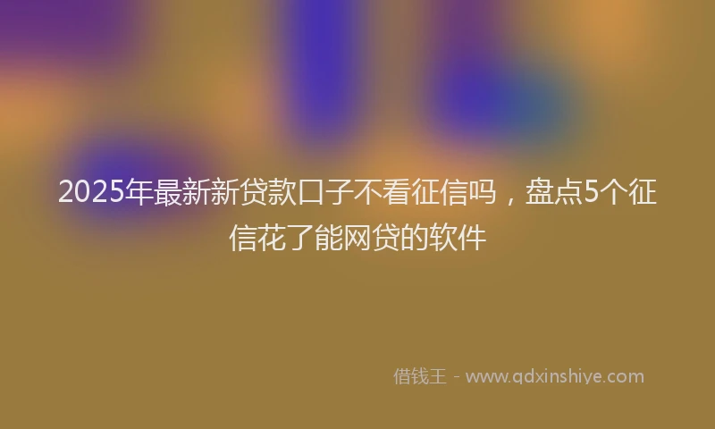 2025年最新新贷款口子不看征信吗，盘点5个征信花了能网贷的软件