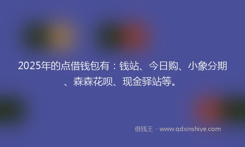 2025年的点借钱包有：钱站、今日购、小象分期、森森花呗、现金驿站等。