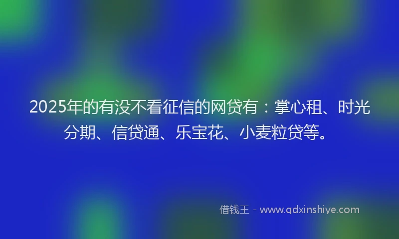 2025年的有没不看征信的网贷有：掌心租、时光分期、信贷通、乐宝花、小麦粒贷等。