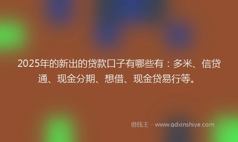 2025年的新出的贷款口子有哪些有：多米、信贷通、现金分期、想借、现金贷易行等。