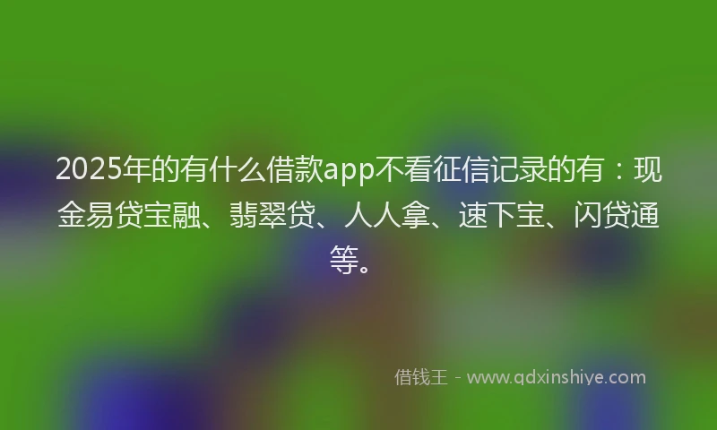 2025年的有什么借款app不看征信记录的有：现金易贷宝融、翡翠贷、人人拿、速下宝、闪贷通等。