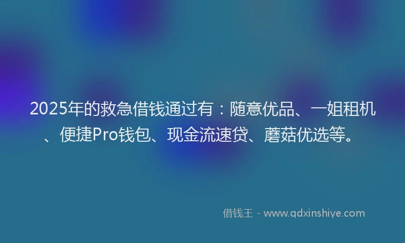 2025年的救急借钱通过有：随意优品、一姐租机、便捷Pro钱包、现金流速贷、蘑菇优选等。