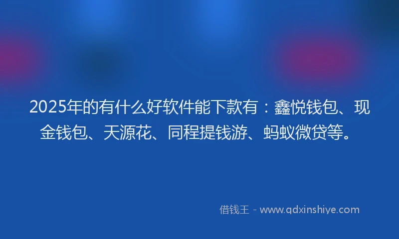 2025年的有什么好软件能下款有：鑫悦钱包、现金钱包、天源花、同程提钱游、蚂蚁微贷等。