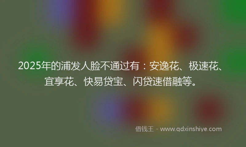 2025年的浦发人脸不通过有：安逸花、极速花、宜享花、快易贷宝、闪贷速借融等。
