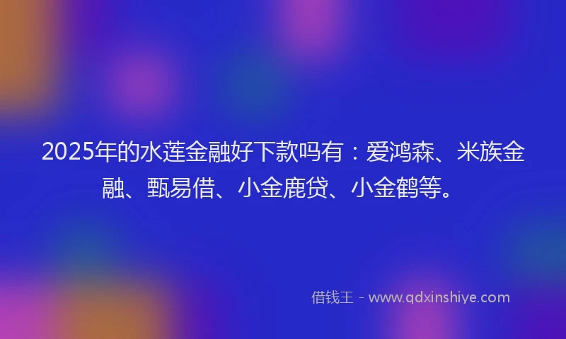 2025年的水莲金融好下款吗有：爱鸿森、米族金融、甄易借、小金鹿贷、小金鹤等。